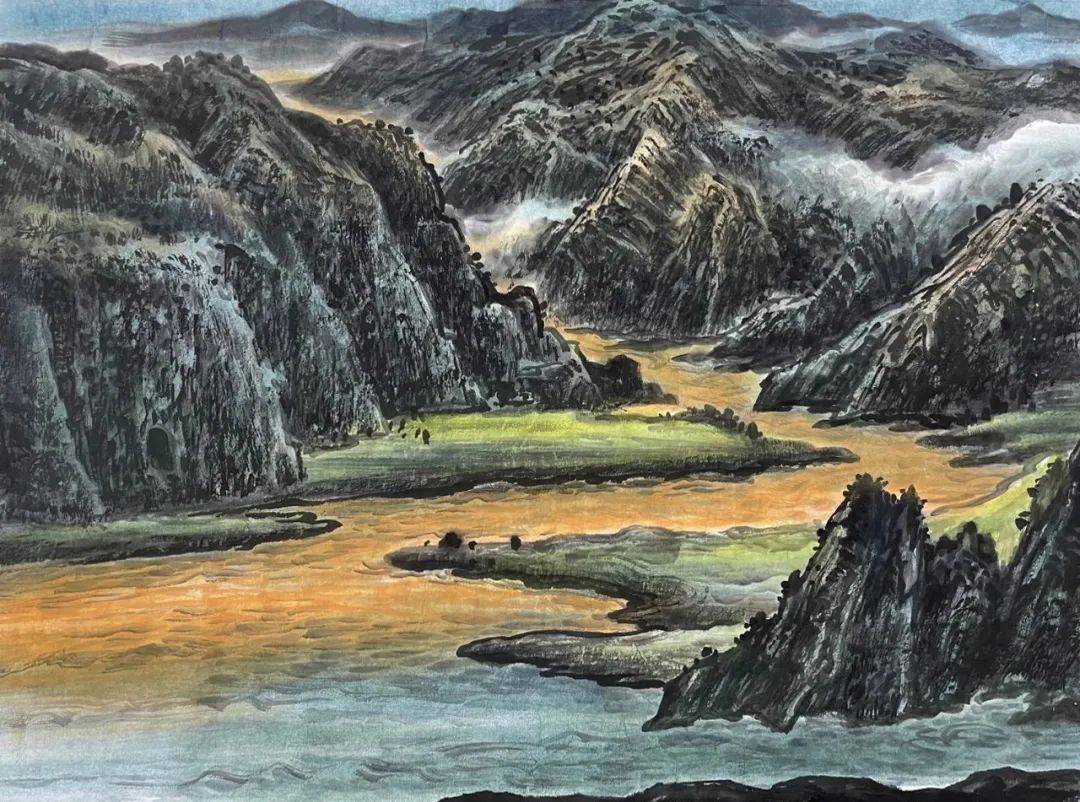 2024当代书画名家3d云展览——王世利绘画作品欣赏_黄河_中国_艺术