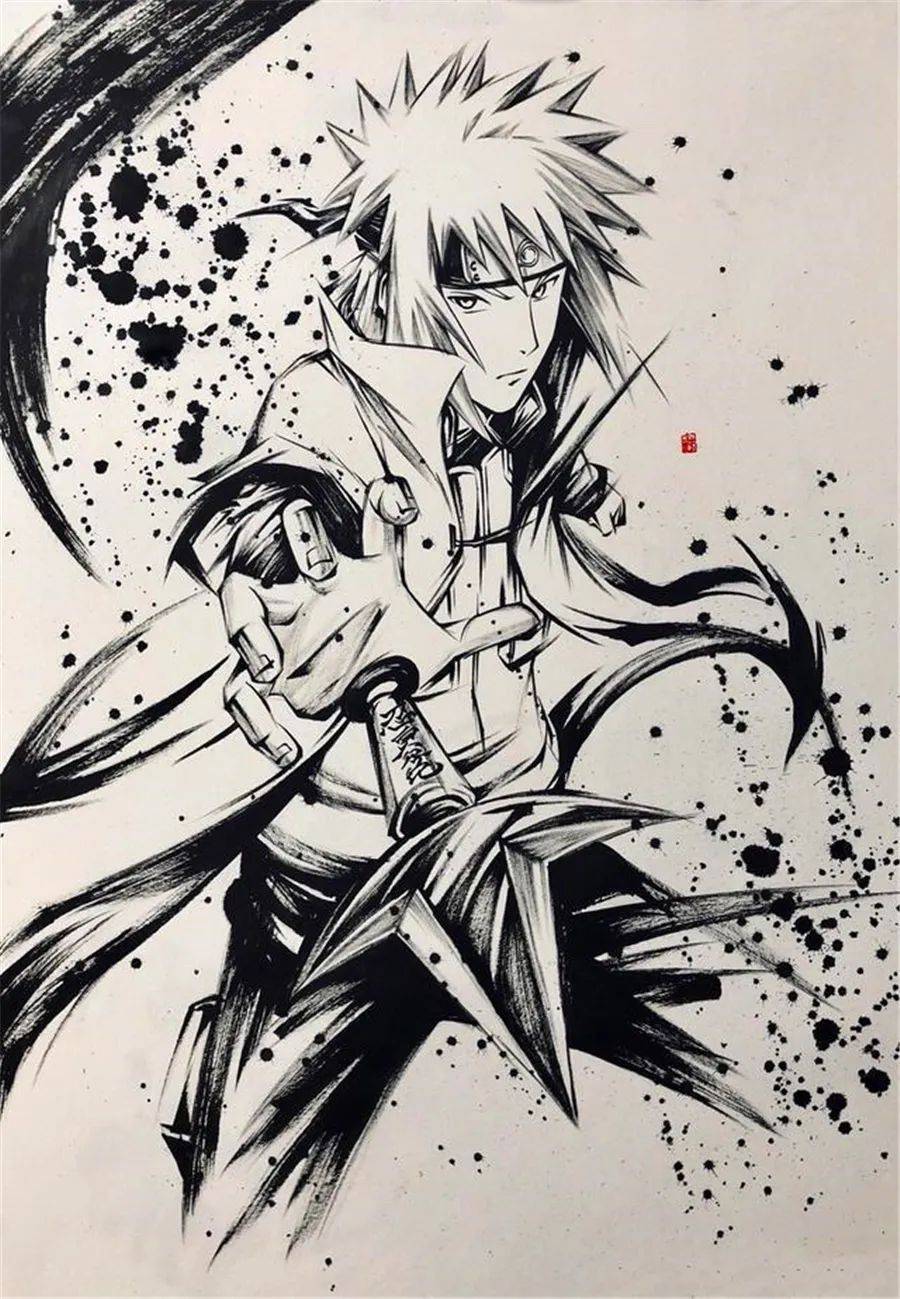 火影当忍者们遇上中国风水墨画风带土鼬很帅雏田小南美如画