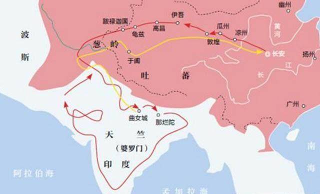 天竺国离大唐王朝的都城——长安,有九千六百里,其国土面积幅圆三万里