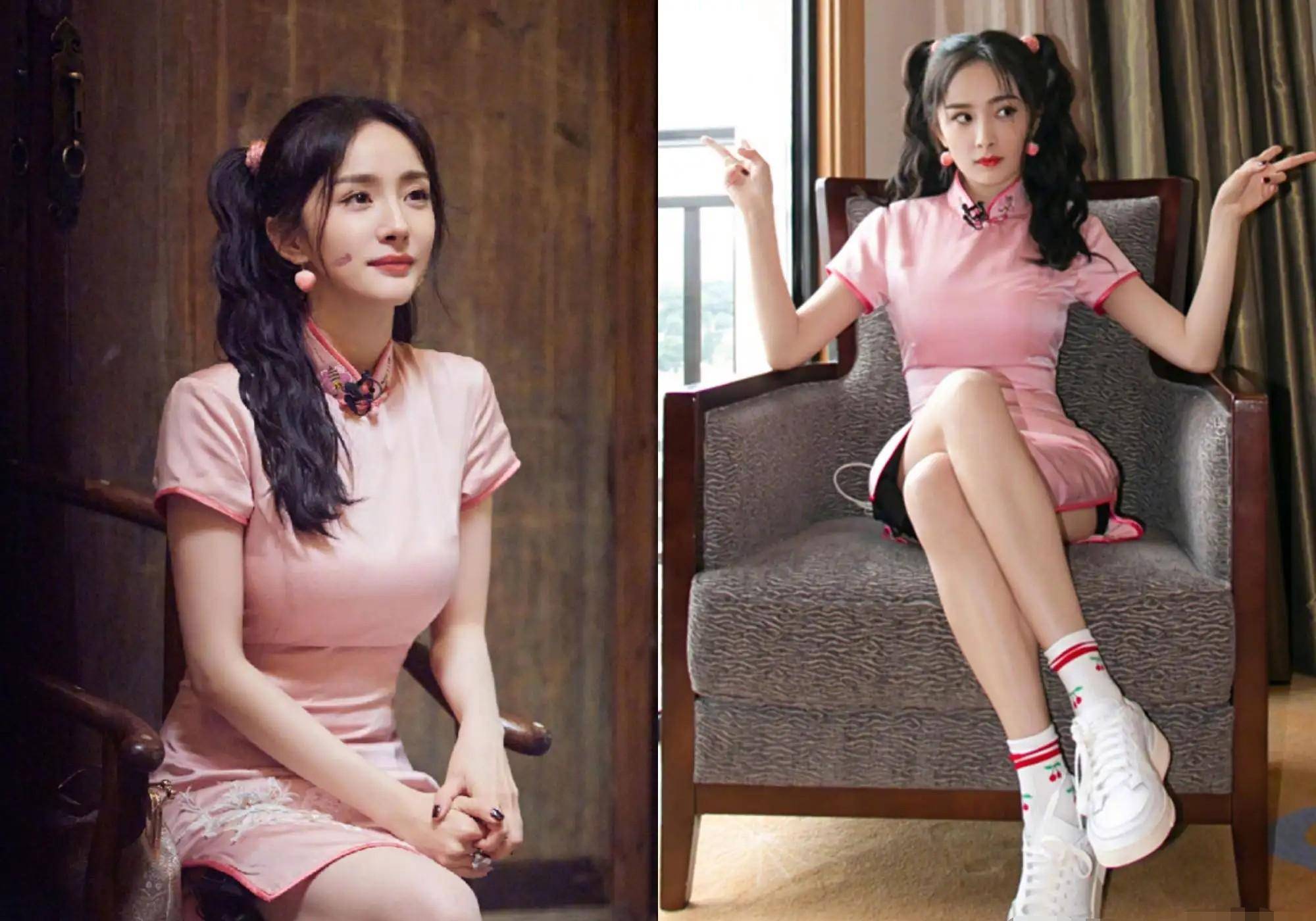 杨幂也是很懂得怎么放大自己优势的,辣妹短裙,紧身衣等等,把身材拿捏