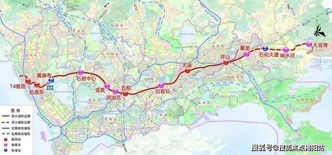 深大城际铁路工程线路平面示意图预计2026年开通的深大城际线(建设