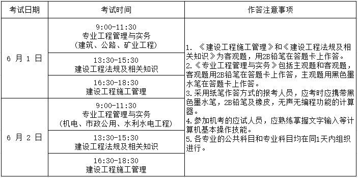 2024广东二级建造师考试时间及考试安排