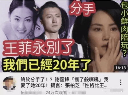 谢霆锋承认与王菲感情破裂,疑王菲包养小鲜肉,网友9字