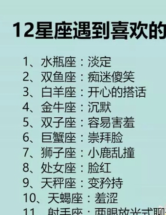 12星座遇到喜欢的人