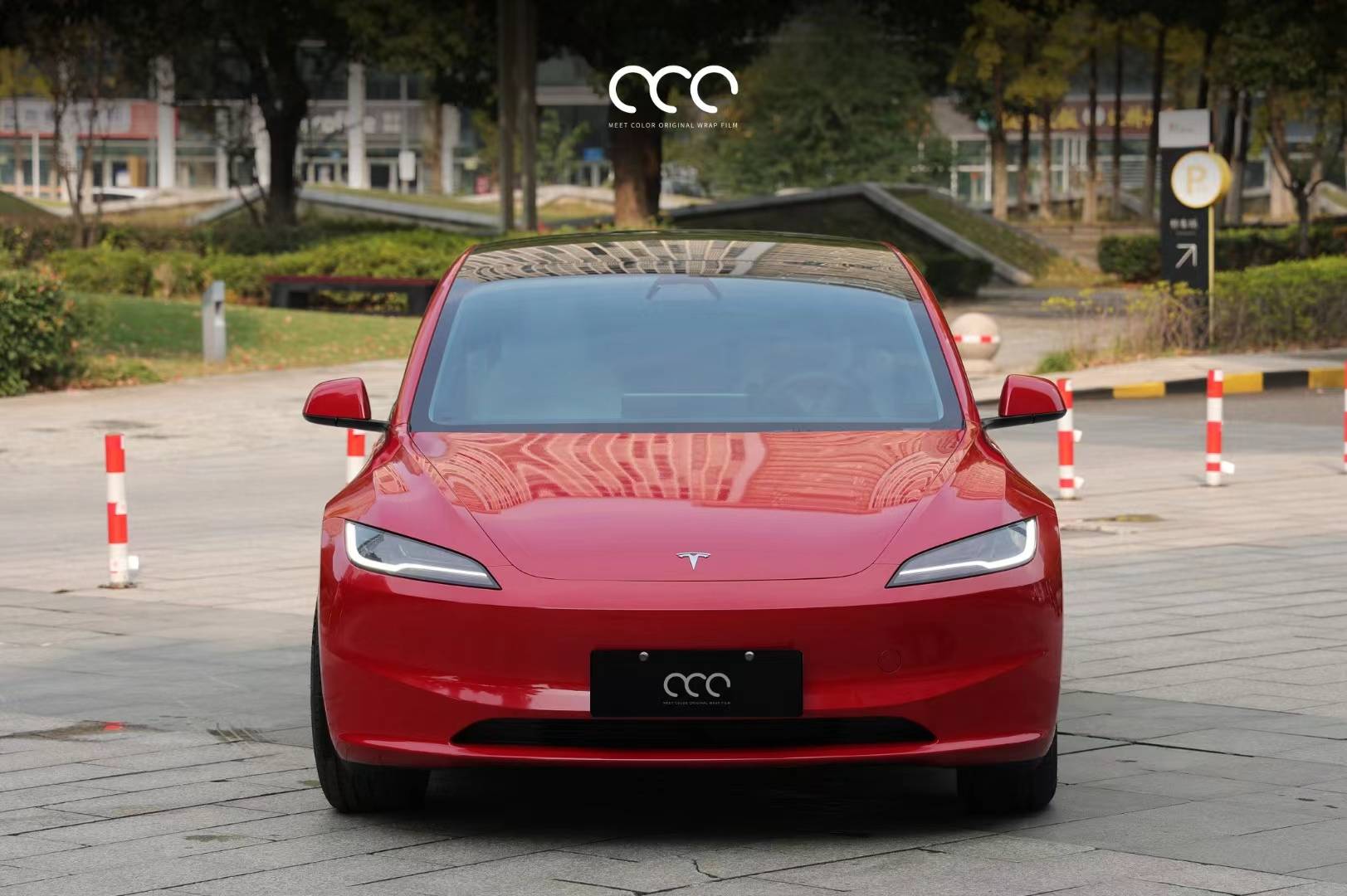 【漫彩】特斯拉model 3胭脂红改色膜,渐变出微红的性感色泽