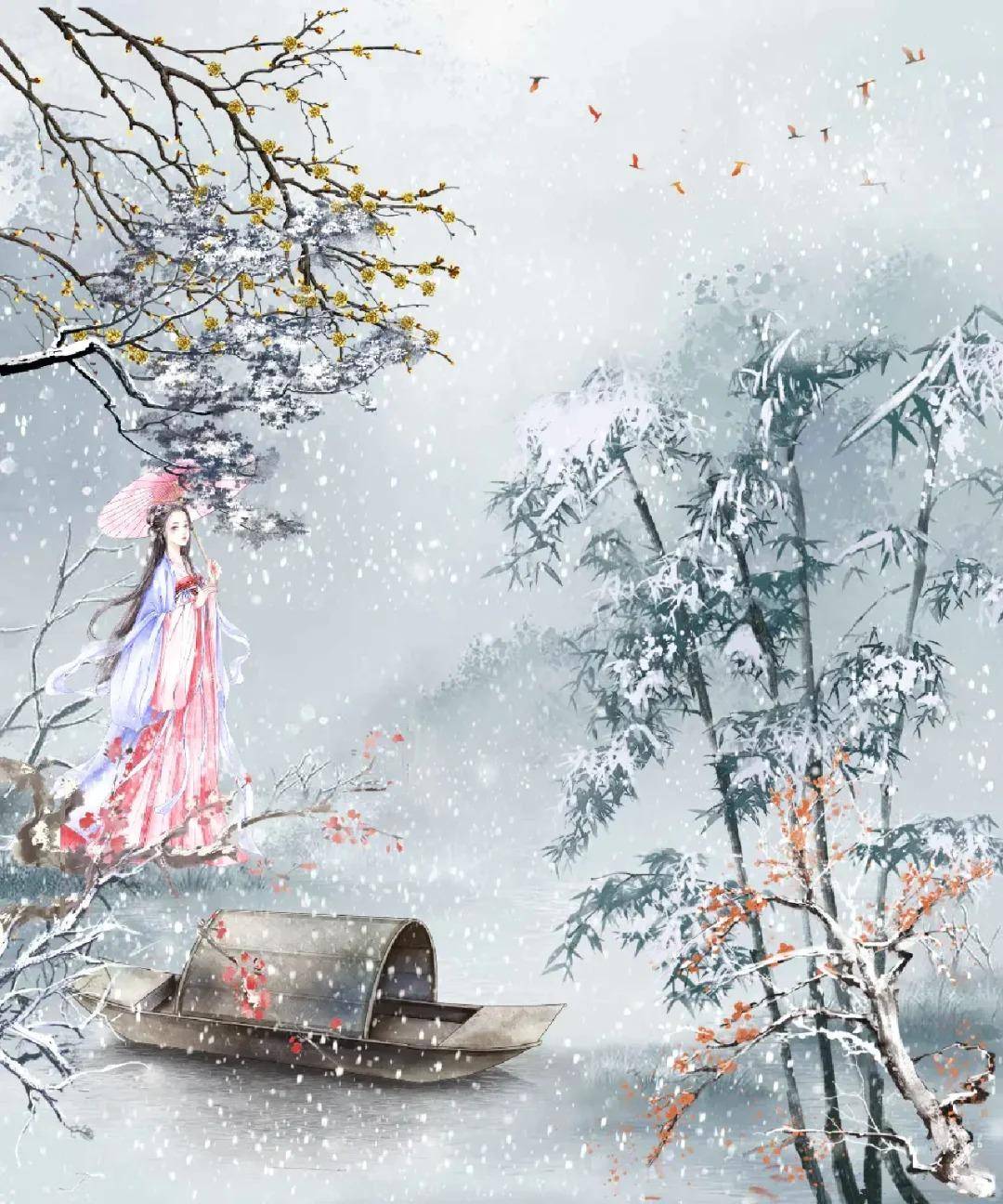 檐流未滴梅花冻,一种清孤不等闲.6首诗词,冬天雪地,人间深情