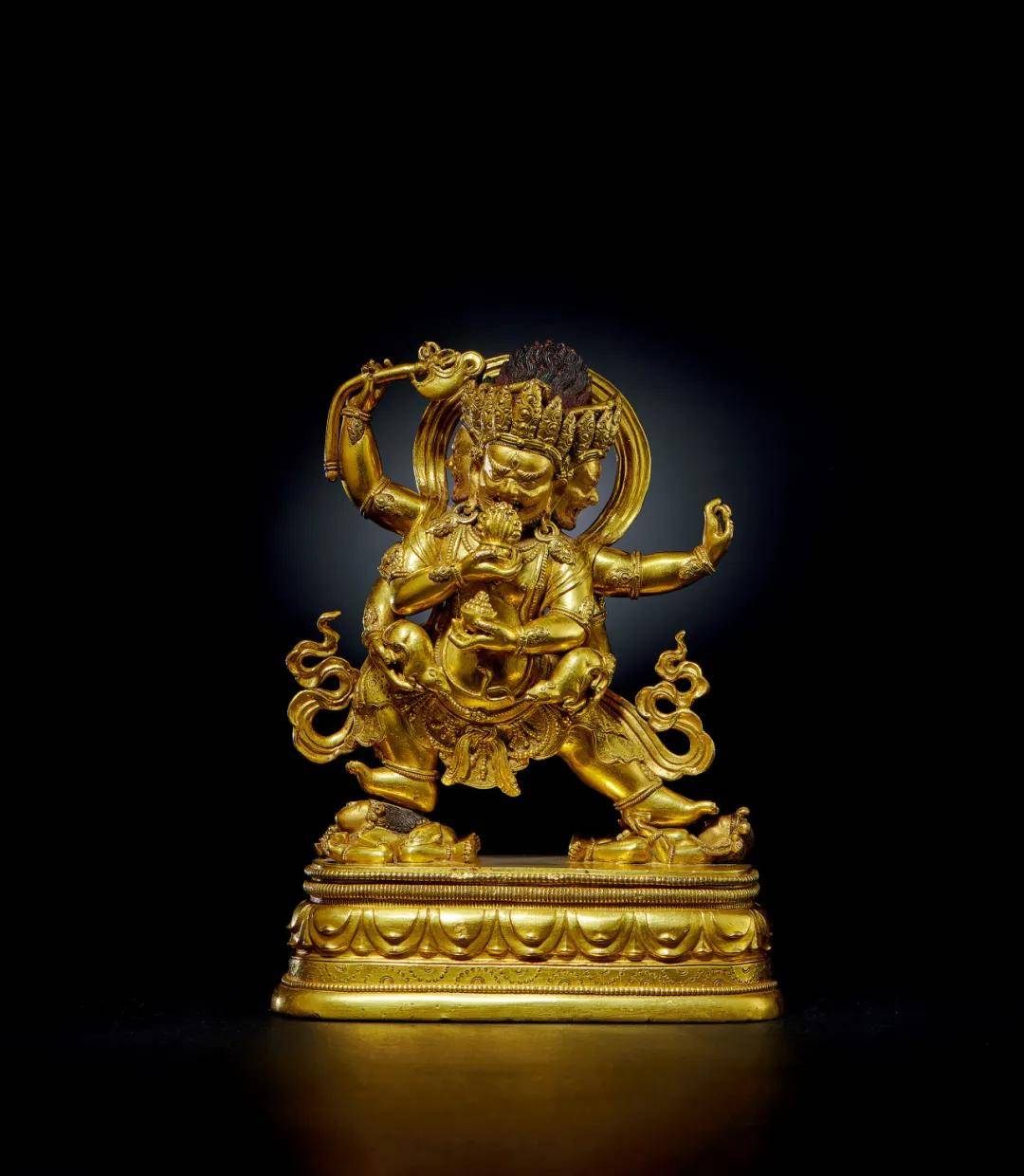 lot 1191十七世纪 (蒙古)扎纳巴扎尔 铜鎏金红财神高:19.