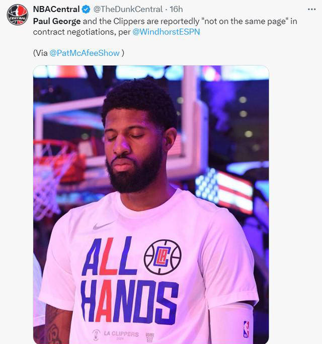 费城将提供顶薪合同给保罗-乔治 皮尔斯认为kd更胜一筹