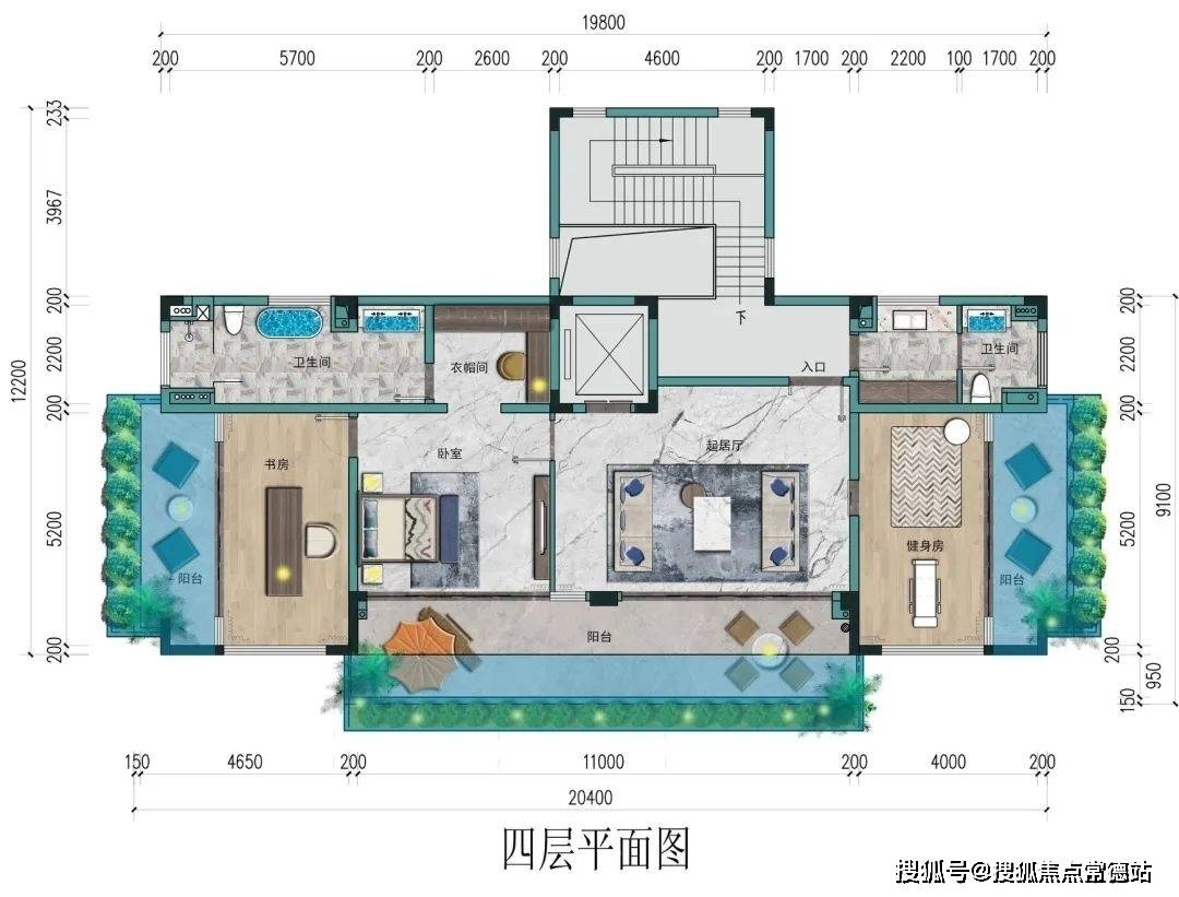 四层:(建面约:160㎡,赠送面积:45㎡)海南三亚富春山居富春山居售楼处