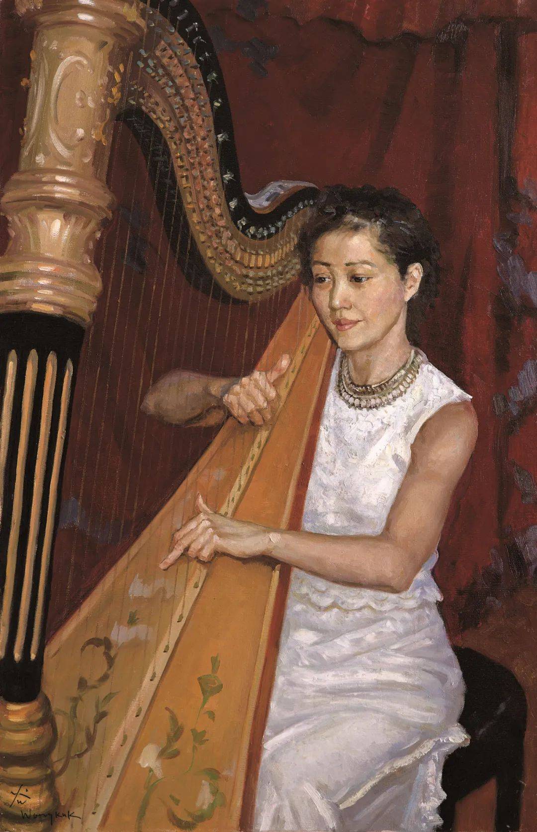 《竖琴音乐家肖像》112x73cm创作年代:2004年《广美竹林》50x40cm创作