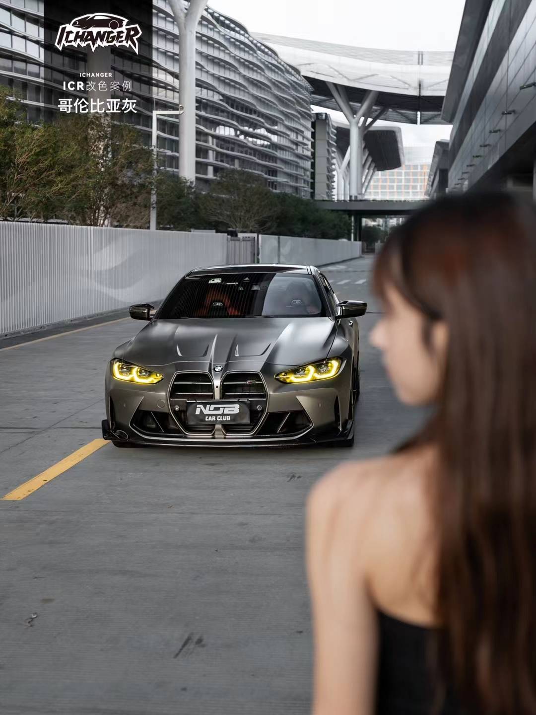 icr:宝马m4哥伦比亚灰改色膜,颜值直接达到巅峰!真酷!