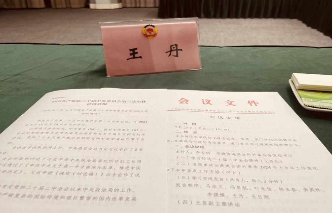 美侨会创始人王丹远程出席重庆市政协学习二十届三中全会精神会议