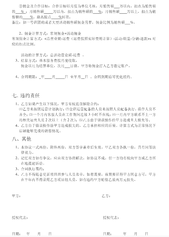 电商代运营合同!