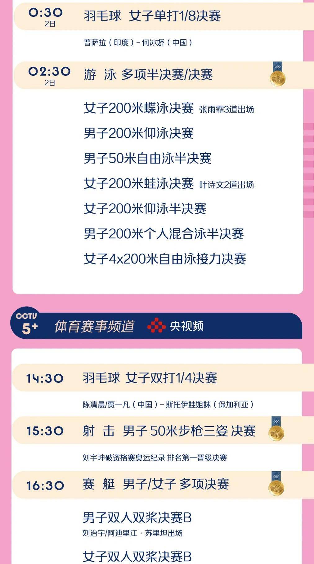 今日奥运看点来了！〔2024.08.01〕