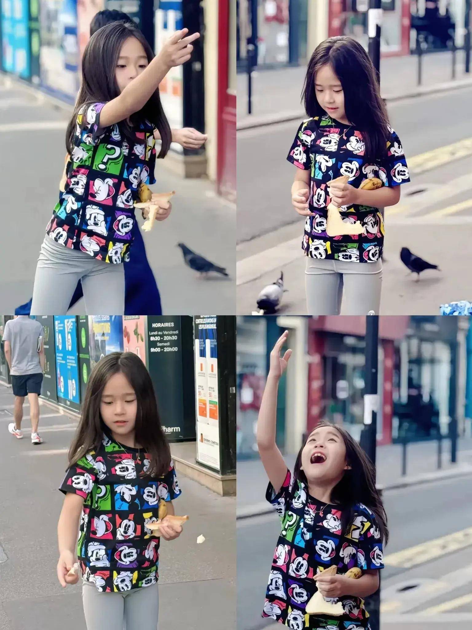 好希望莎莎也能陪着师妹,去街头喂鸽子!