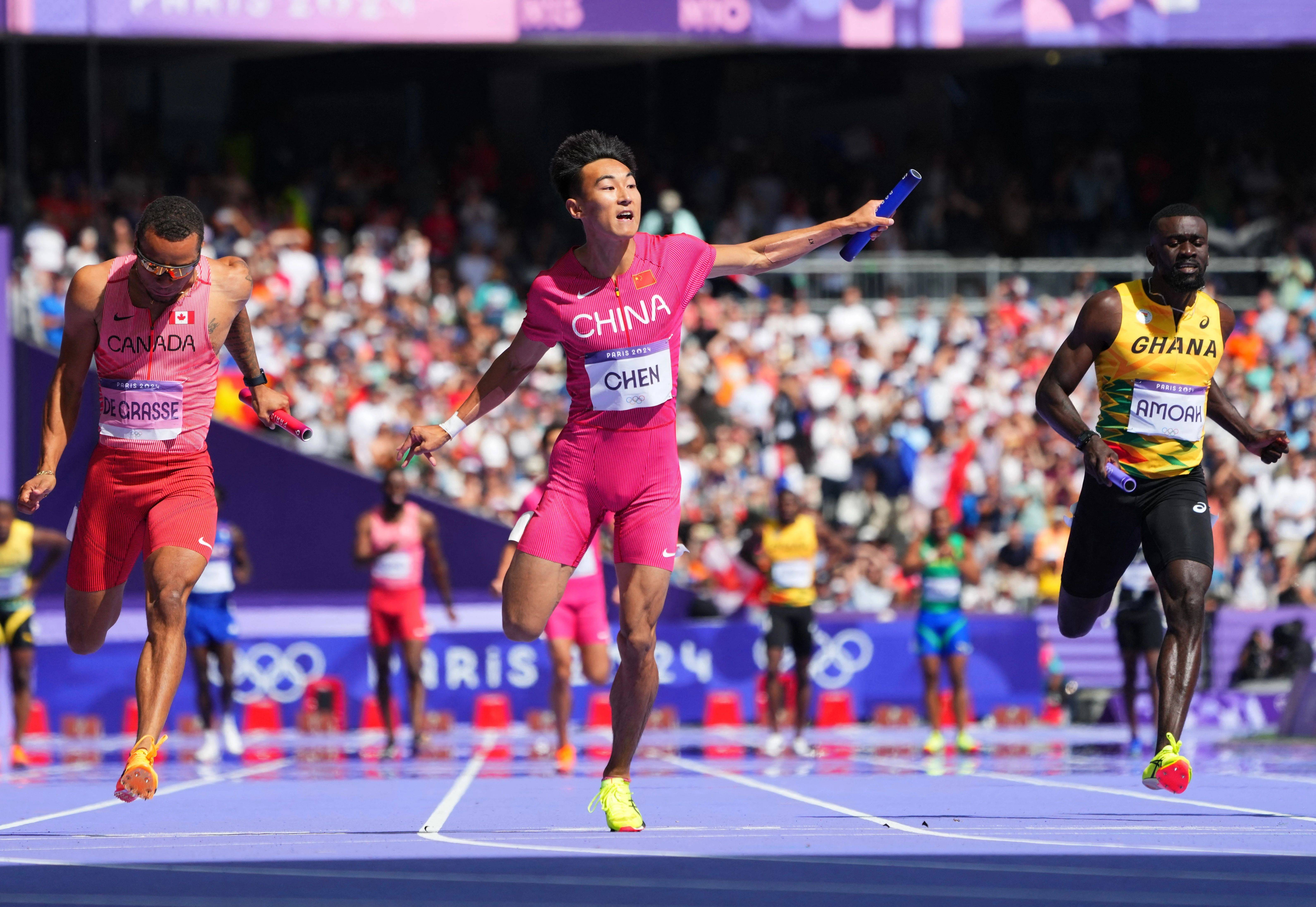 小组第一!中国队闪耀巴黎奥运会男子4x100接力预赛