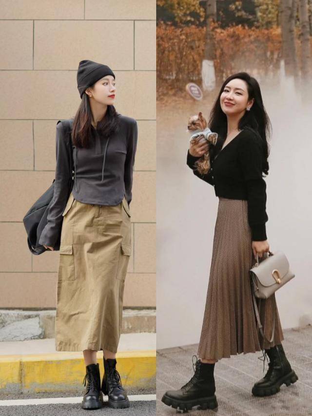 去了杭州才发现:满大街都在穿"裙子 马丁靴",看着时尚又显高