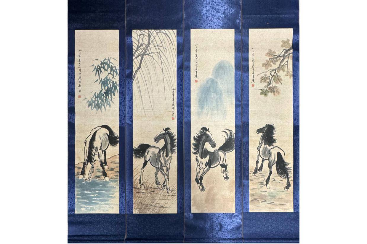 徐悲鸿《骏马》四条屏_搜狐网