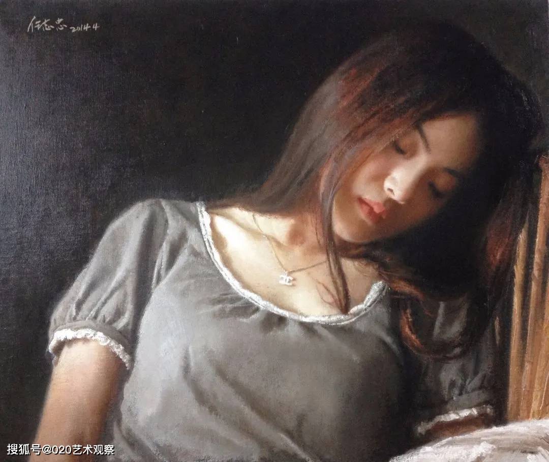 中国美院教授任志忠油画年轻女孩,美极了!