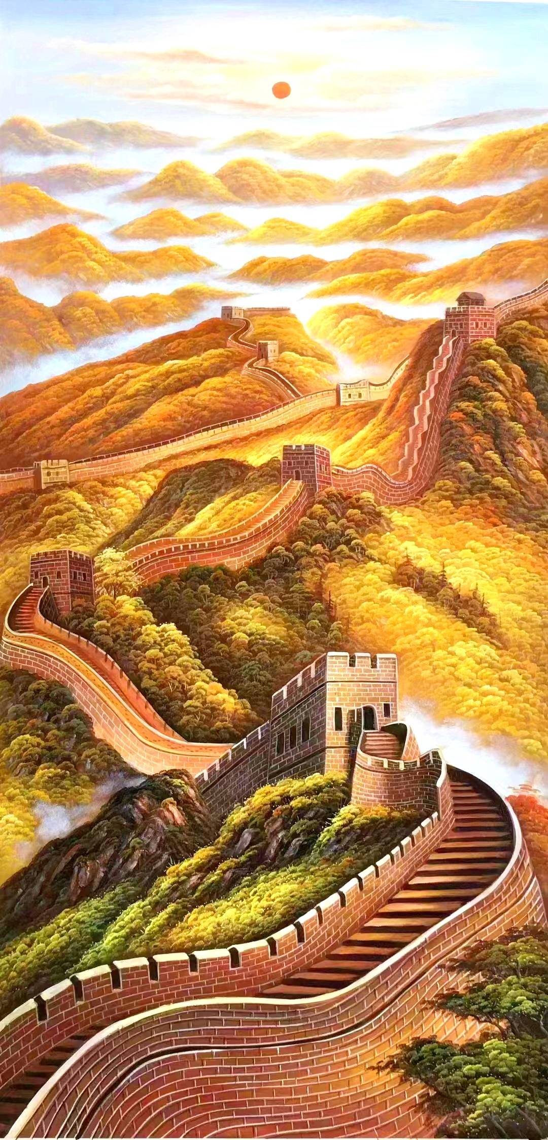 河南郑州曾娟女士的国画山水画作品"万里长城"