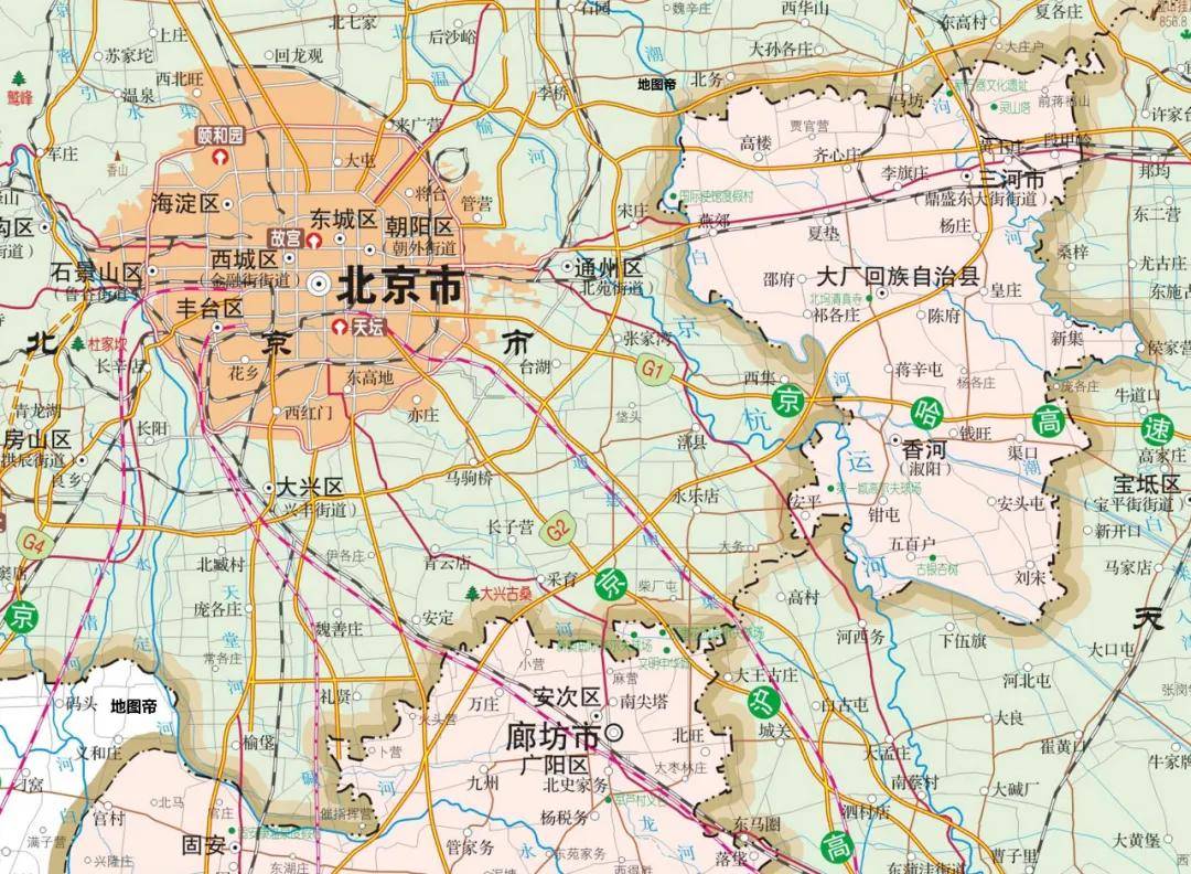 北京与天津交界地图图片