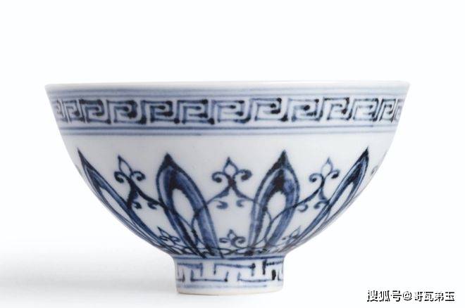 明・永樂年製款・古陶瓷品・青花・蓮子紋・鶏心碗一對』極細工置物古賞