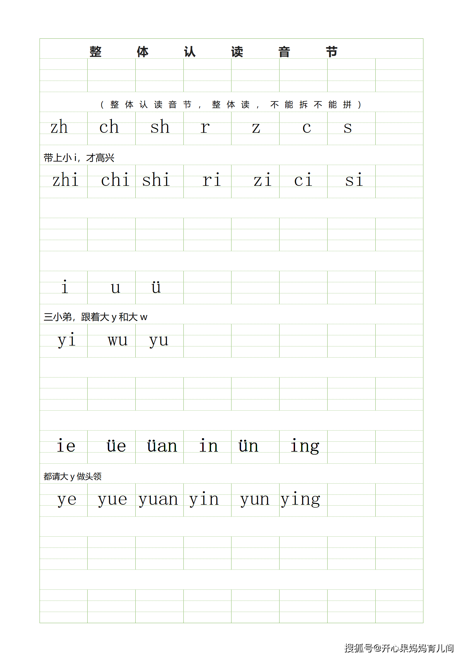 单元音韵母图片