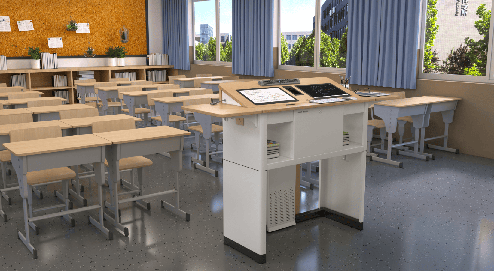 以微讲师智能讲台为核心,搭建新一代多媒体教室