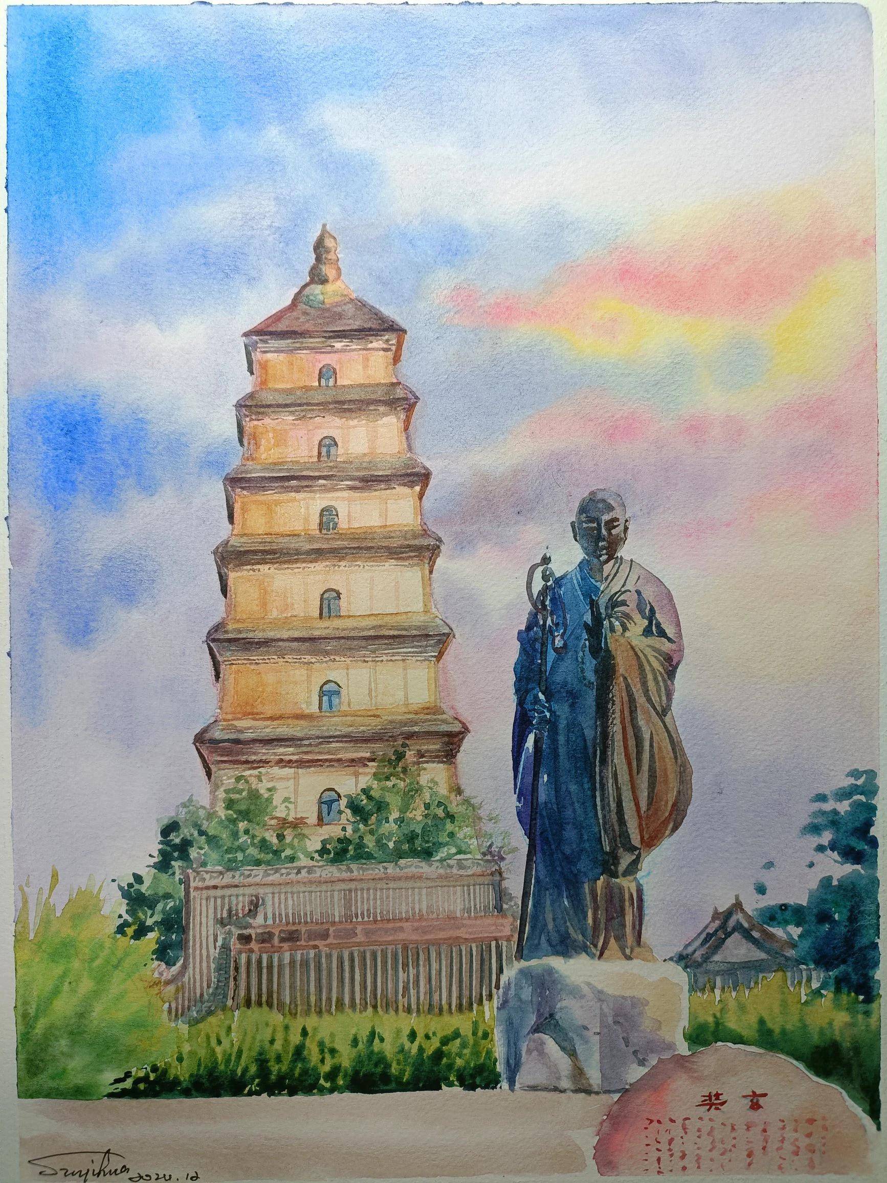 类别:水彩画作者:怡华手绘作品:大雁塔类别:纸本,矿物重彩作者:净作品