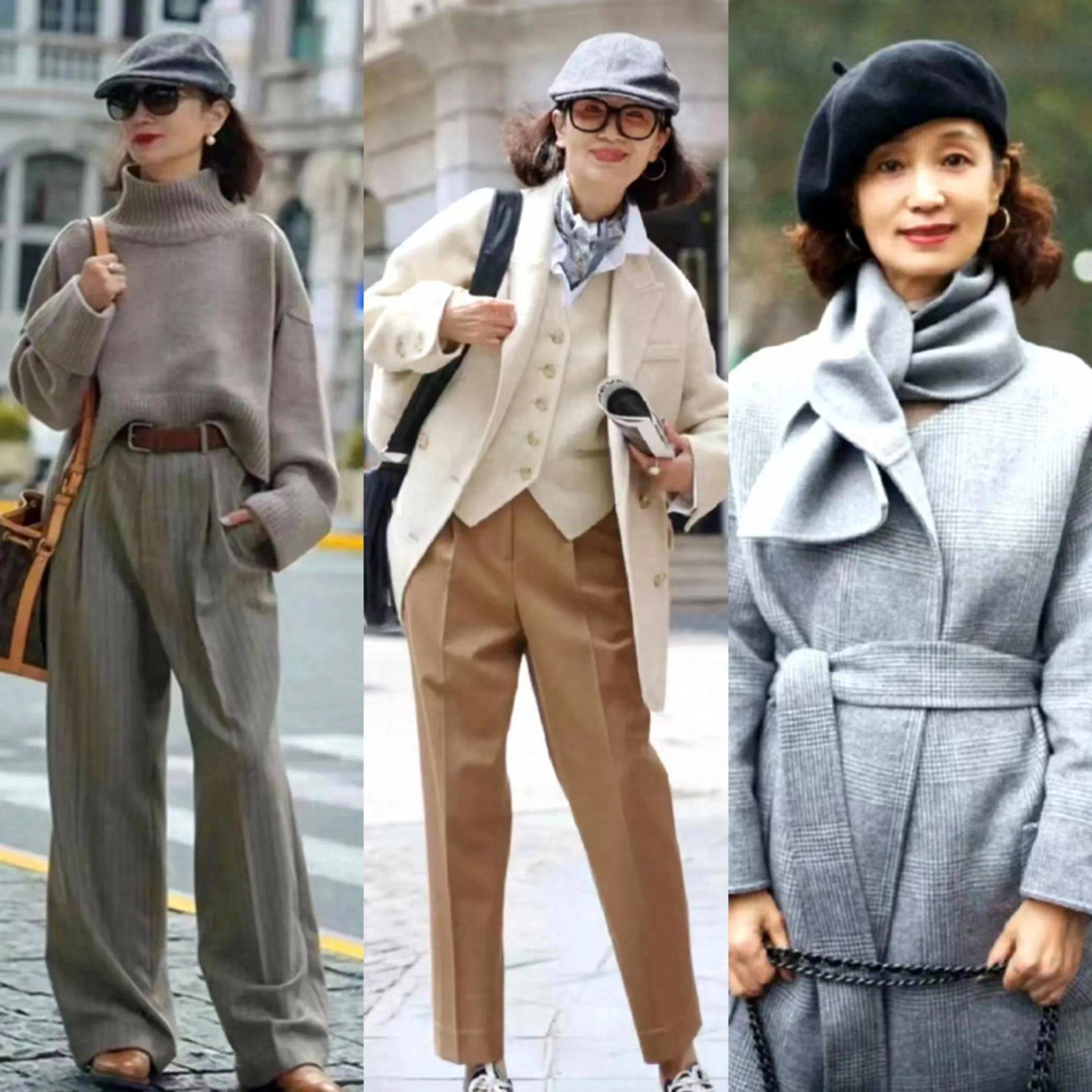 看了三木妈妈穿搭才发现,原来着装搭配帽子是秋冬优雅时尚的秘诀