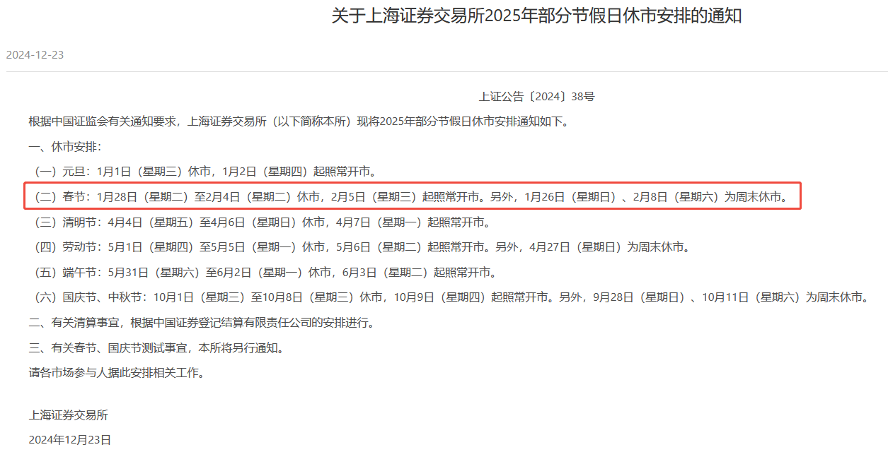 光控资本|2025年春节股市休市几天？2025年股市春节休市安排表！_搜狐网