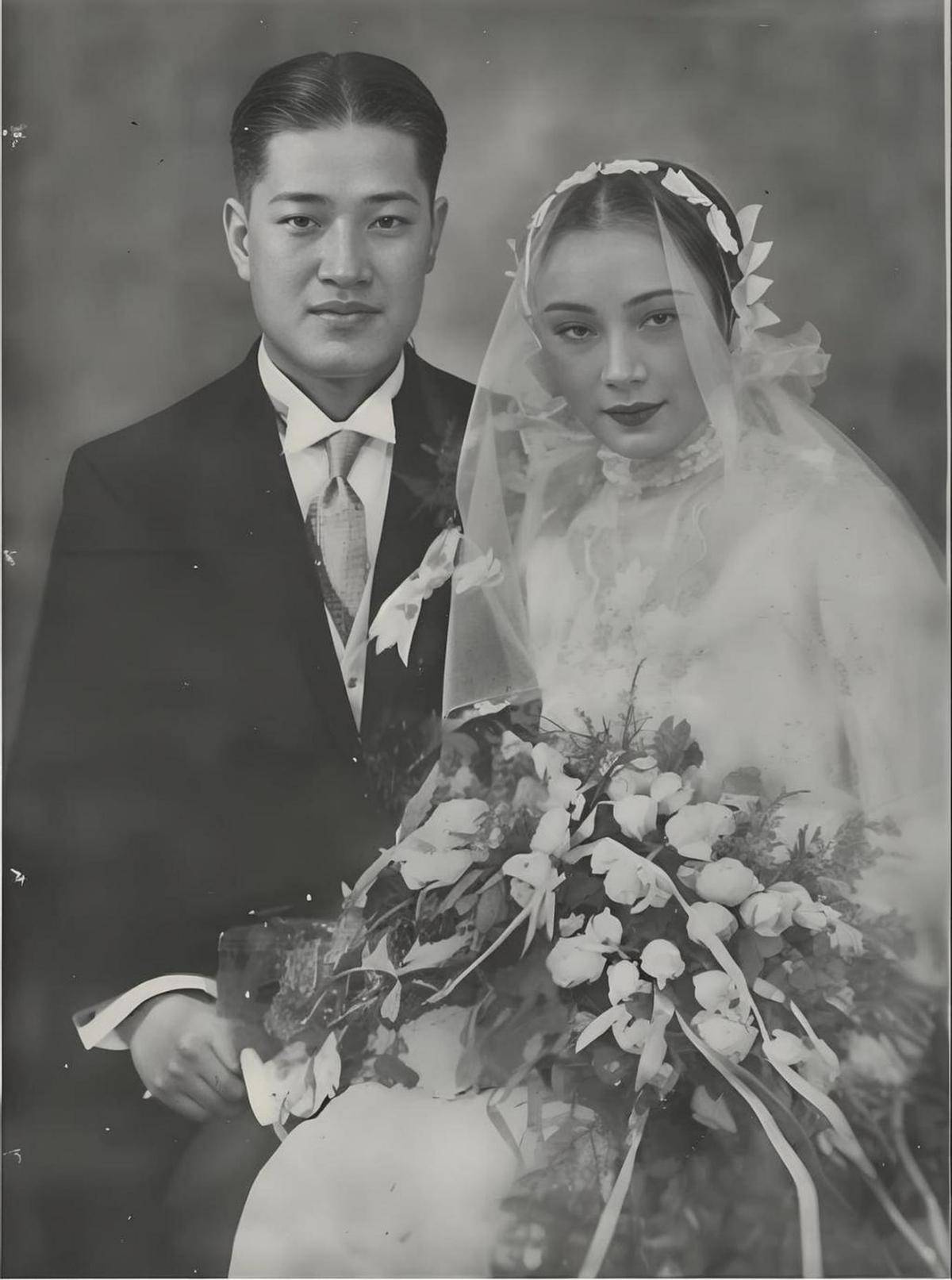 原创戴笠与胡蝶的真实彩色影像胡蝶一颦一笑妩媚动人戴笠不怒自威