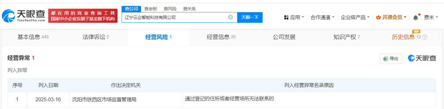 辽宁云企智能科技公司陷入多重困境，经营异常引关注