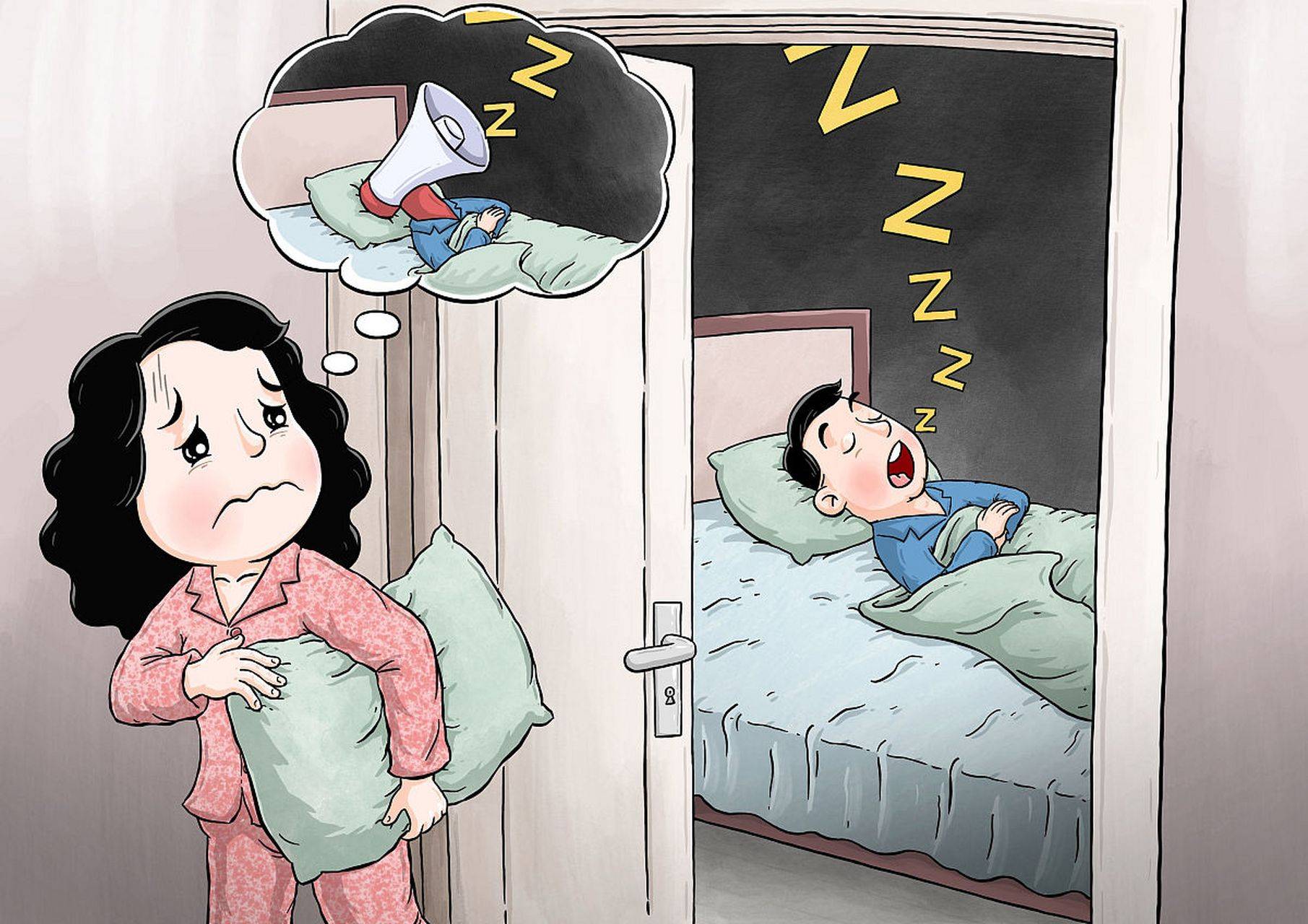 经过呼吸道的空气流动受阻,引发了咽喉部软组织震动发出响声,即鼾声