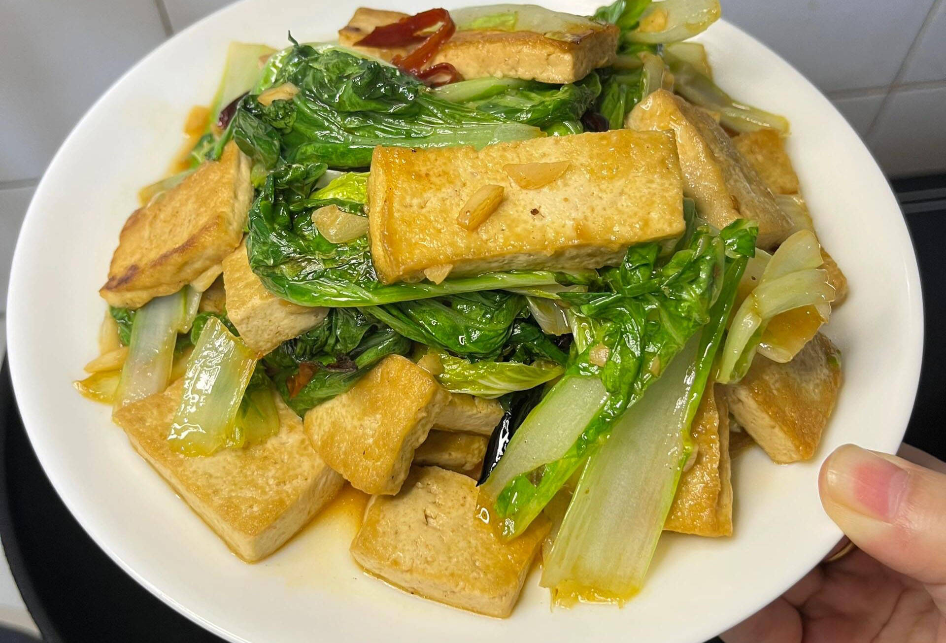 的素炒豆腐,简单不失美味,清淡又不失营养,老少皆宜