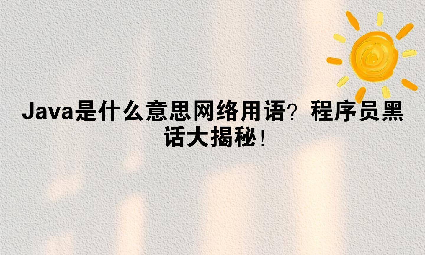 Java是什么意思网络用语？程序员黑话大揭秘！_搜狐网