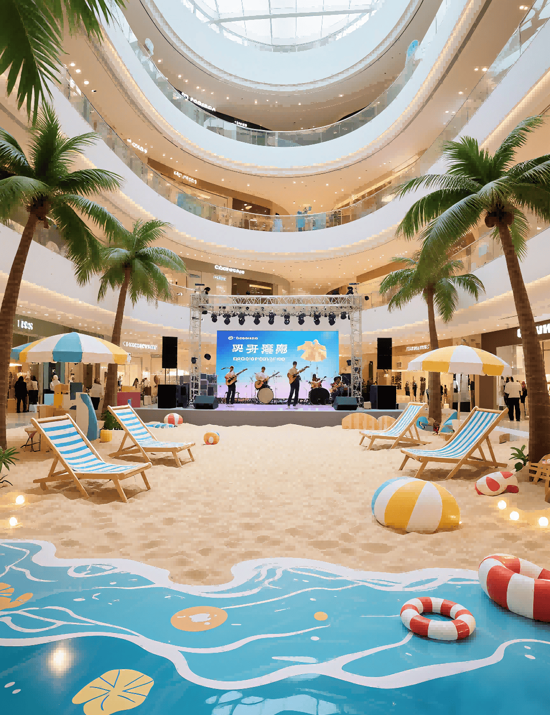 夏季沙滩音乐会商场美陈:奏响空间里的夏日狂想曲