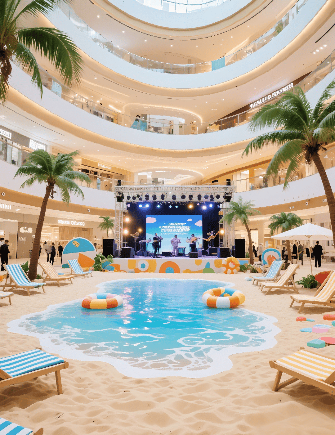 夏季沙滩音乐会商场美陈:奏响空间里的夏日狂想曲