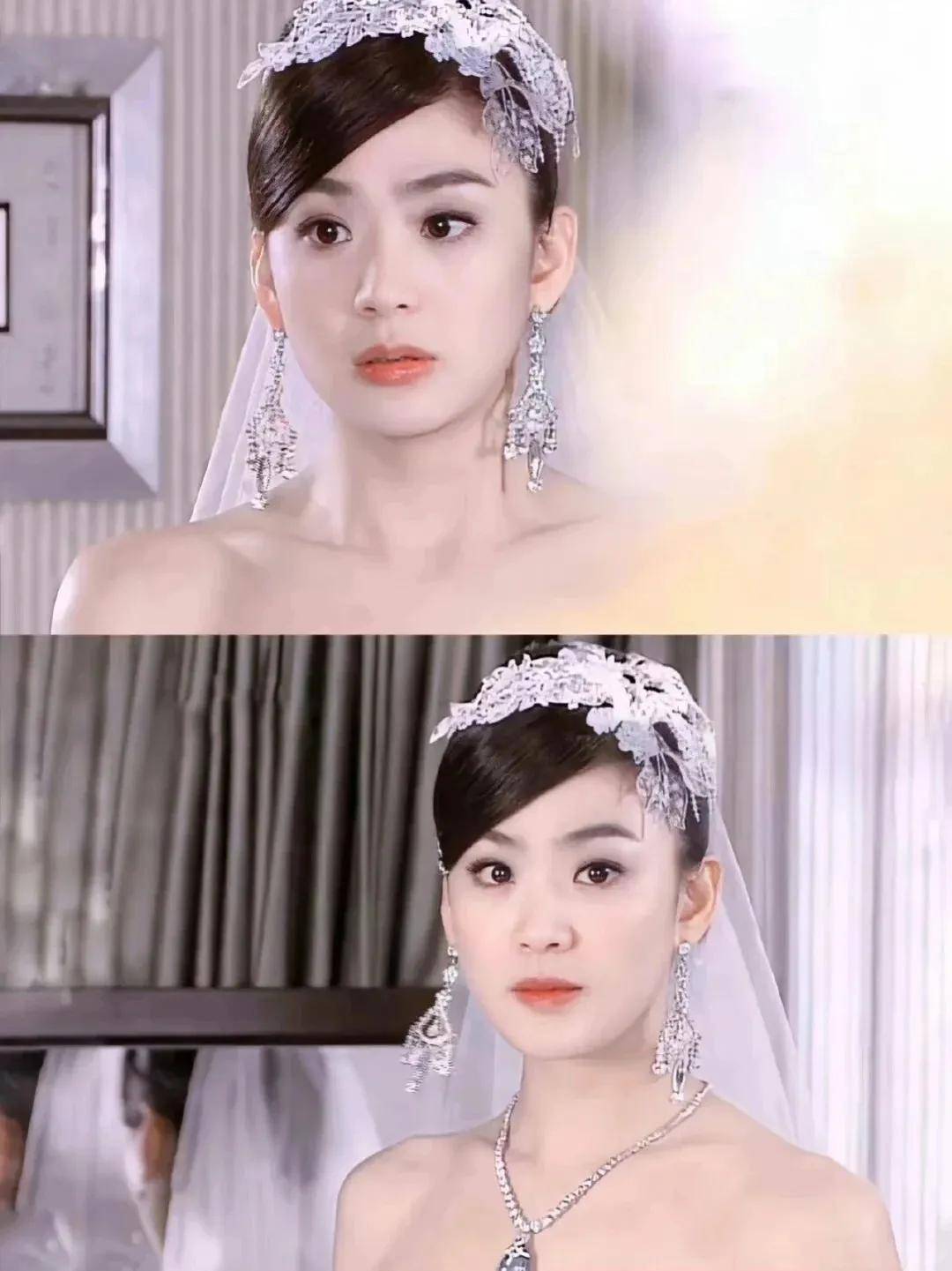 洪小铃梳着紧贴头皮的大光明发型流眼泪还这么美