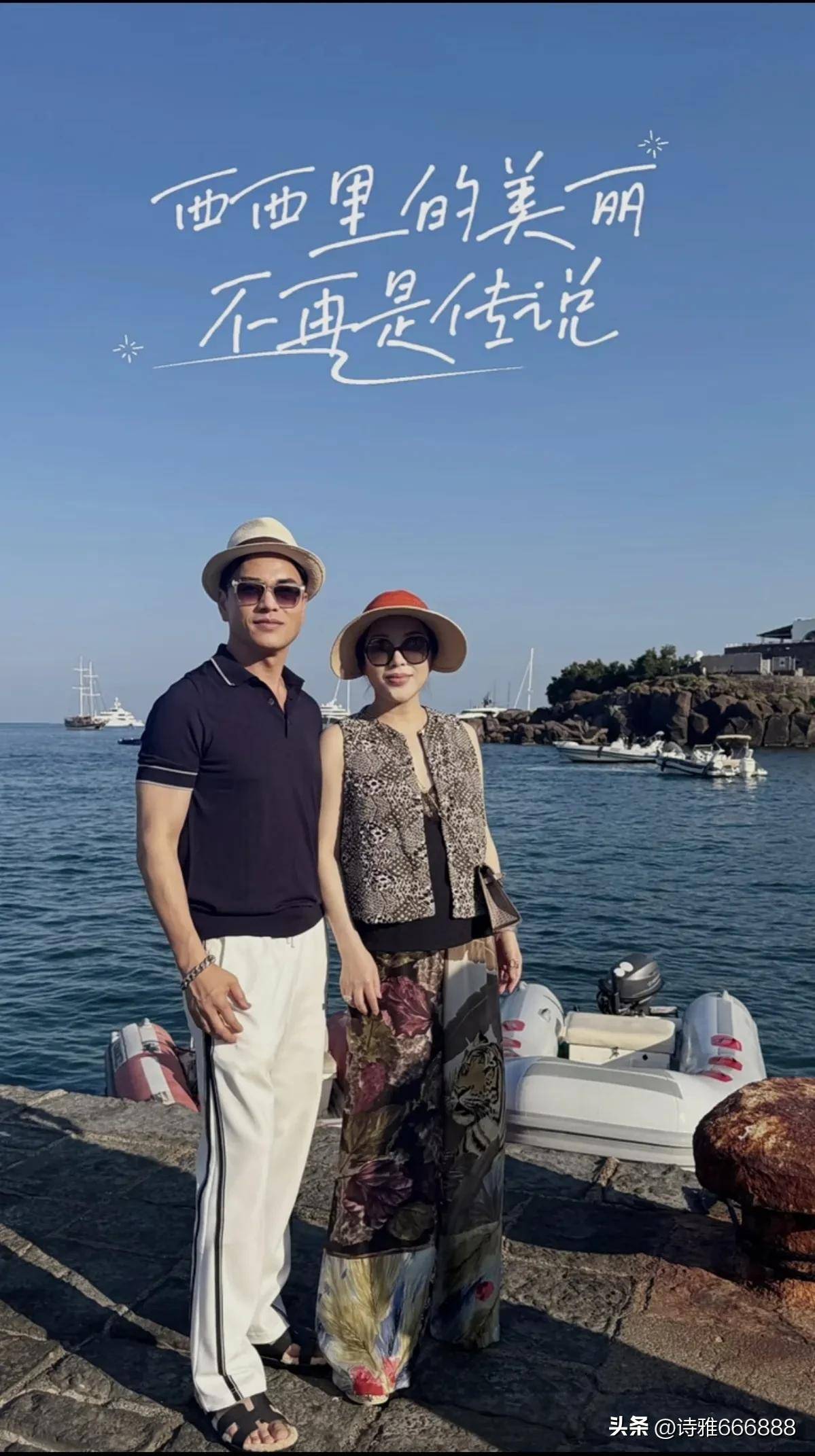 69岁吕良伟和老婆杨小娟西西里岛度假,全程手牵手秀恩爱好甜蜜!