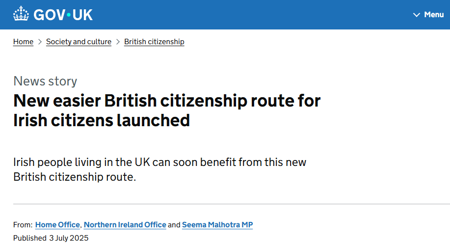 身份含金量再提升！7月22日起，爱尔兰公民可免试直接拿英国国籍！-华闻时空