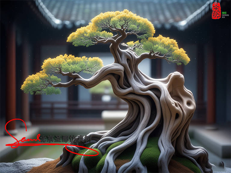 山西大同夏季仿真树造景带动着整个空间越加有韵味