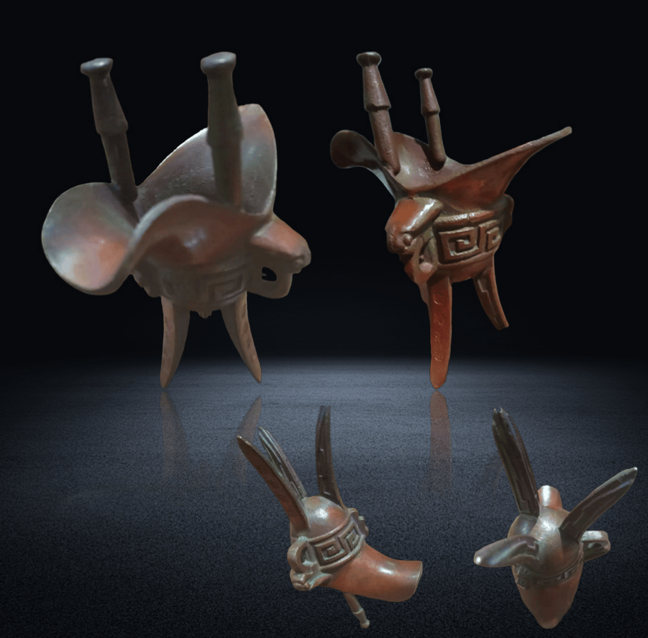 商周青铜饕餮纹三足爵杯:青铜时代的礼器瑰宝