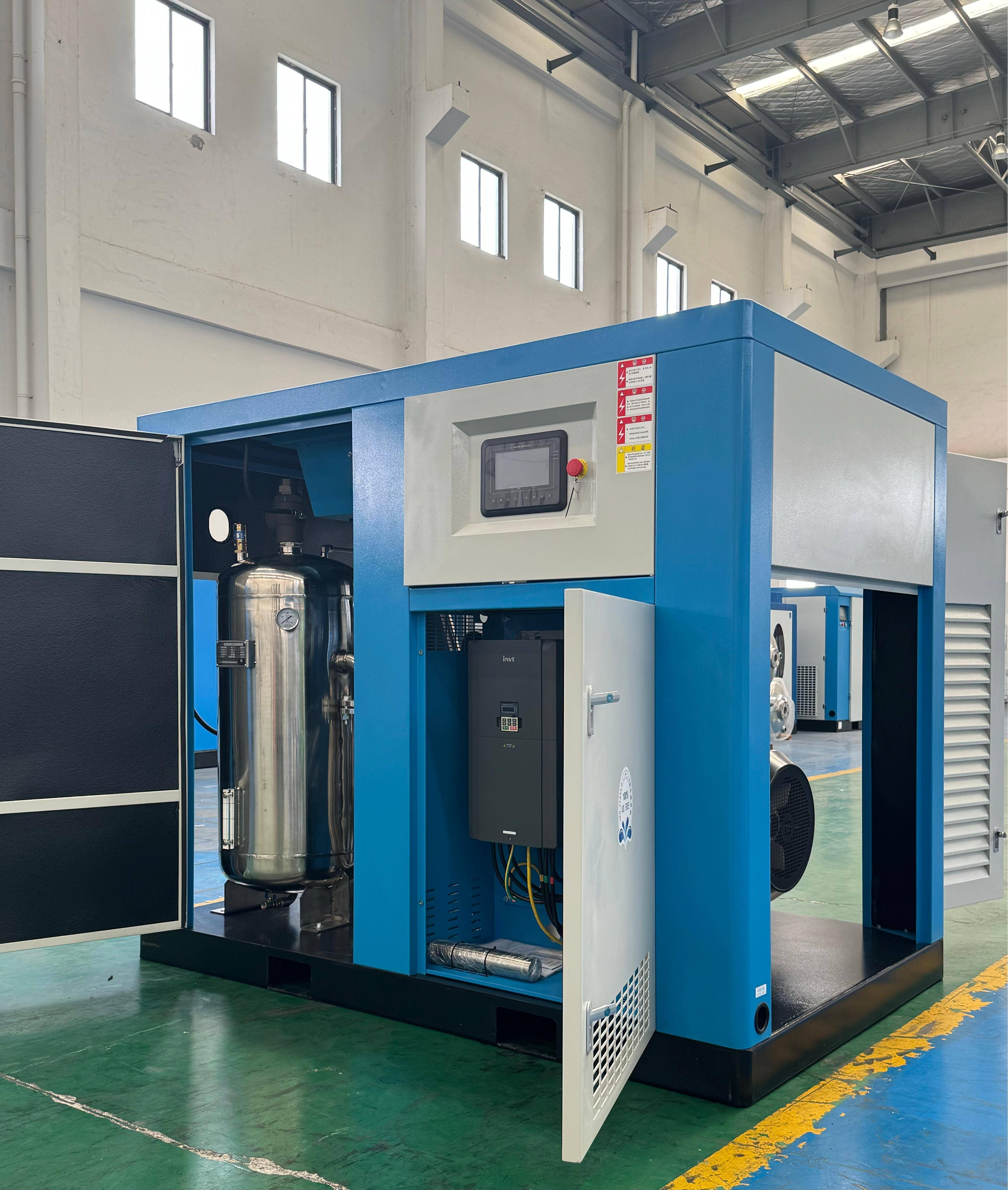 其核心产品包括永磁变频无油螺杆机,低压无油螺杆压缩机及物联网远程