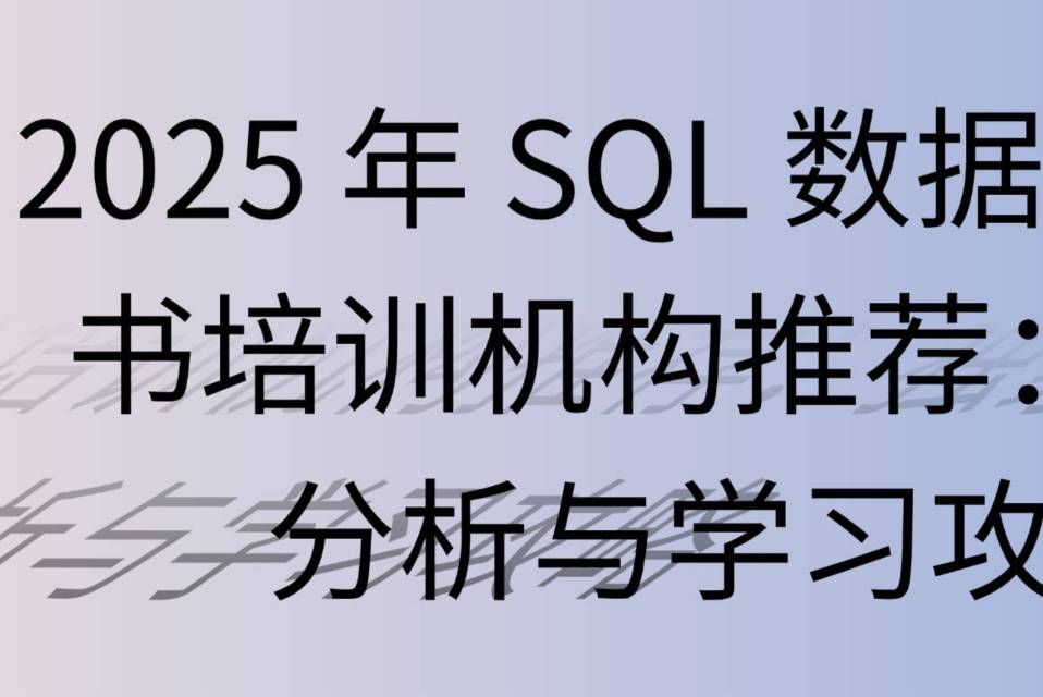 2025 年 SQL 数据分析证书培训机构推荐:独家分析与学习攻略_行业_核心_企业