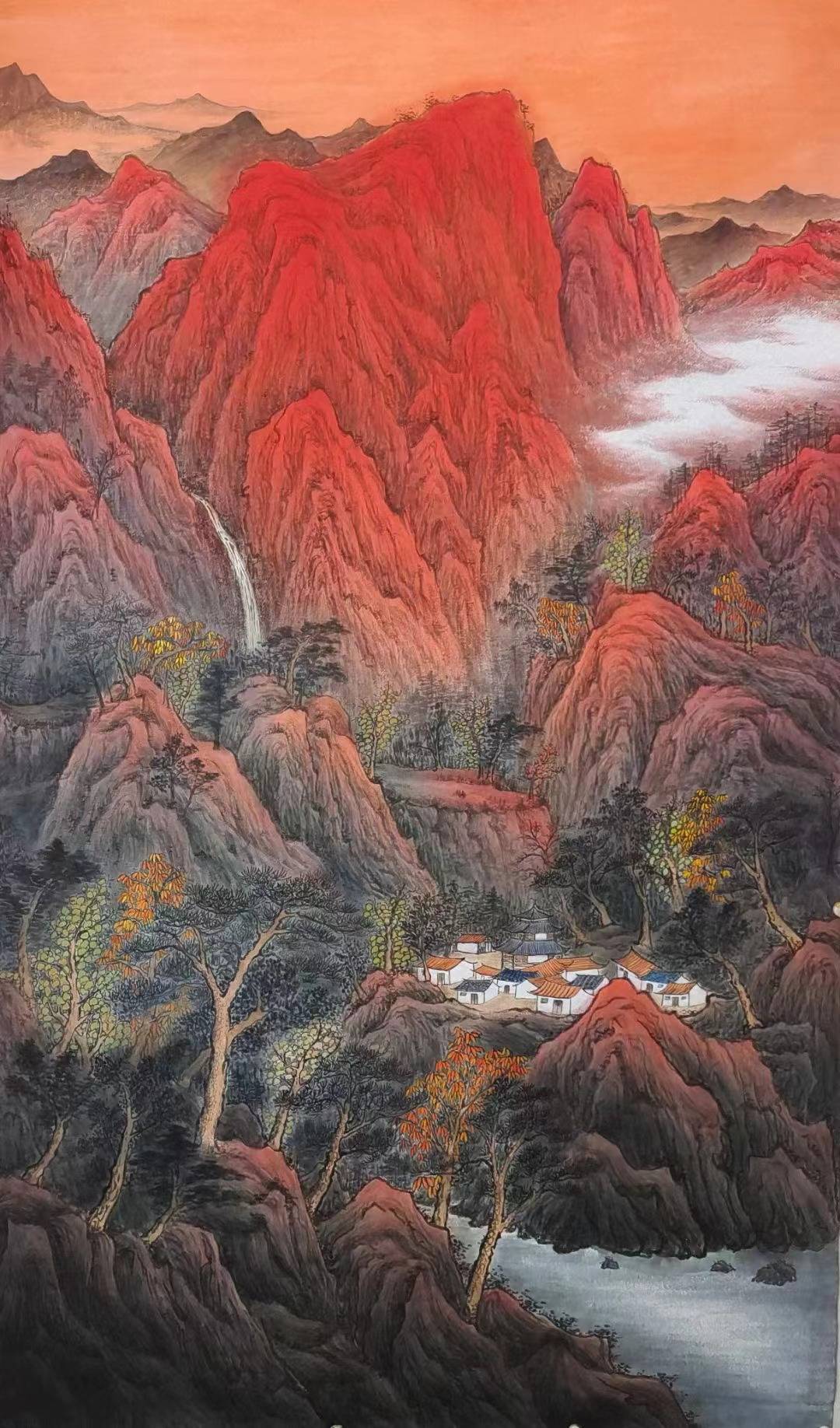 万山红遍 240x145厘米峽江烟云 180x70厘米骏马图 180x70厘米鹿鸣翠岭