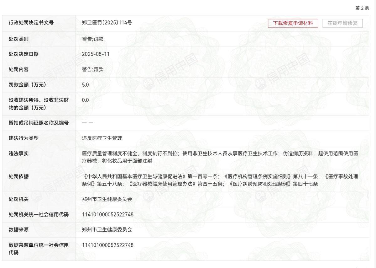 消费者曝光术后鼻子歪:郑州星璨医疗美容两年四罚投诉多(图5)