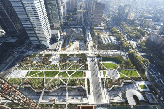 由远洋集团开发运营的北京CBD核心区Z6项目俯瞰CBD中央公园示意图