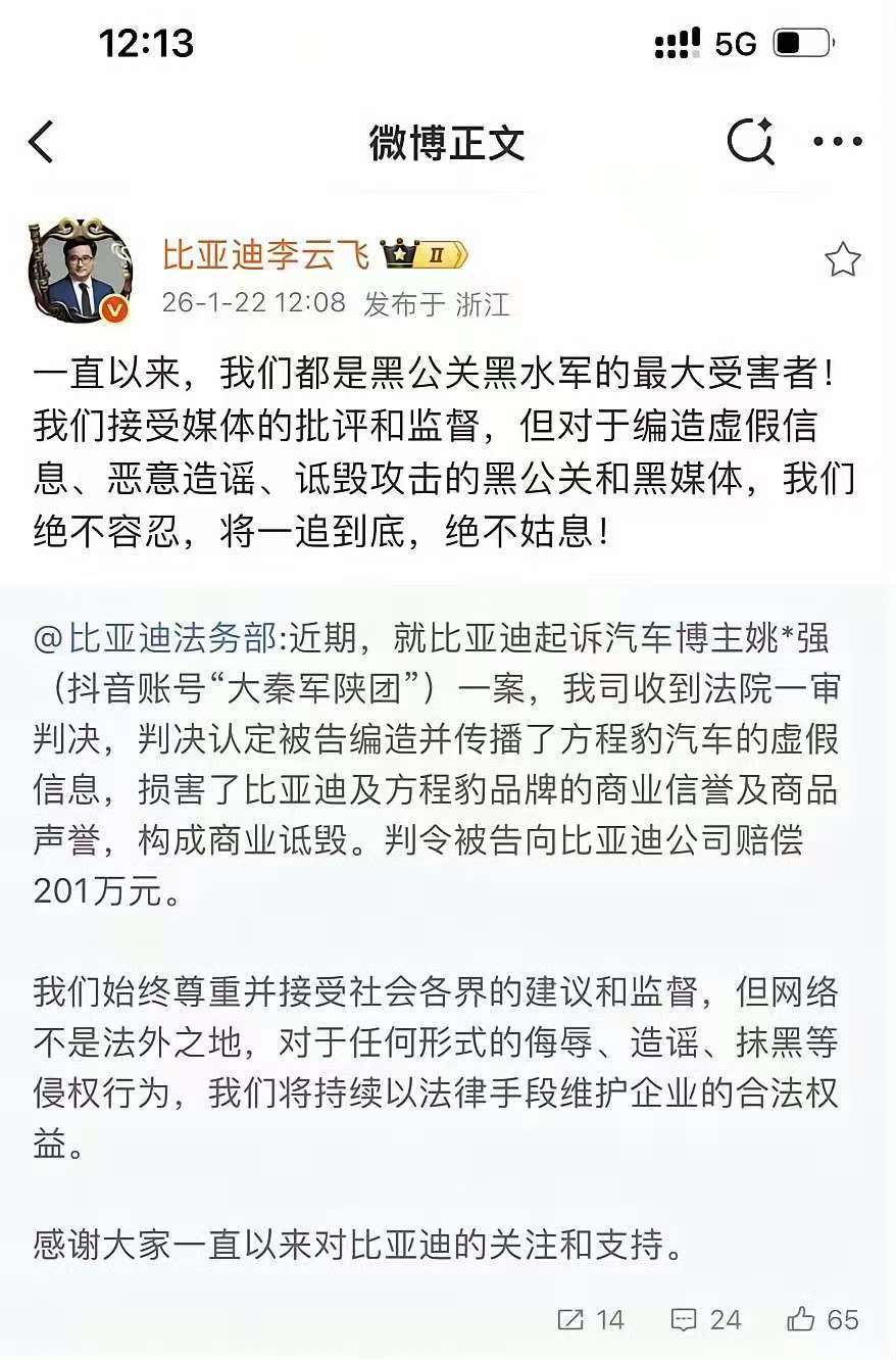 比亚迪到底招谁惹谁了?让有些人不惜性命去黑?