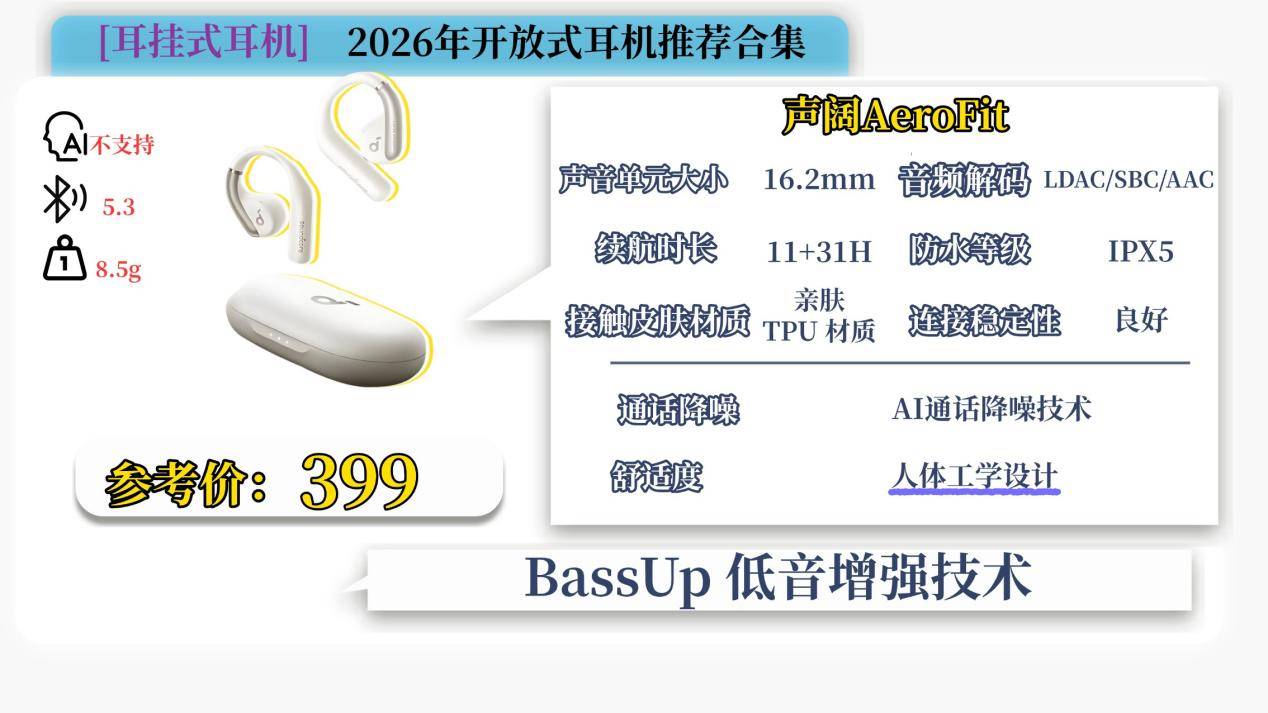 开放式耳机性价比最高的是哪款？2026开放式耳机推荐性价比排行榜前十